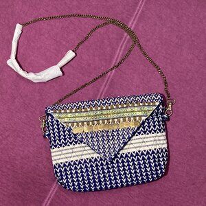 Jean-Loius Scherrer Crossbody Bag, Beaded, Casual Bling Boho Knit Handbag